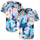 Custom White White-Light Blue 3D Pattern Design Flowers Authentic Baseball Jersey